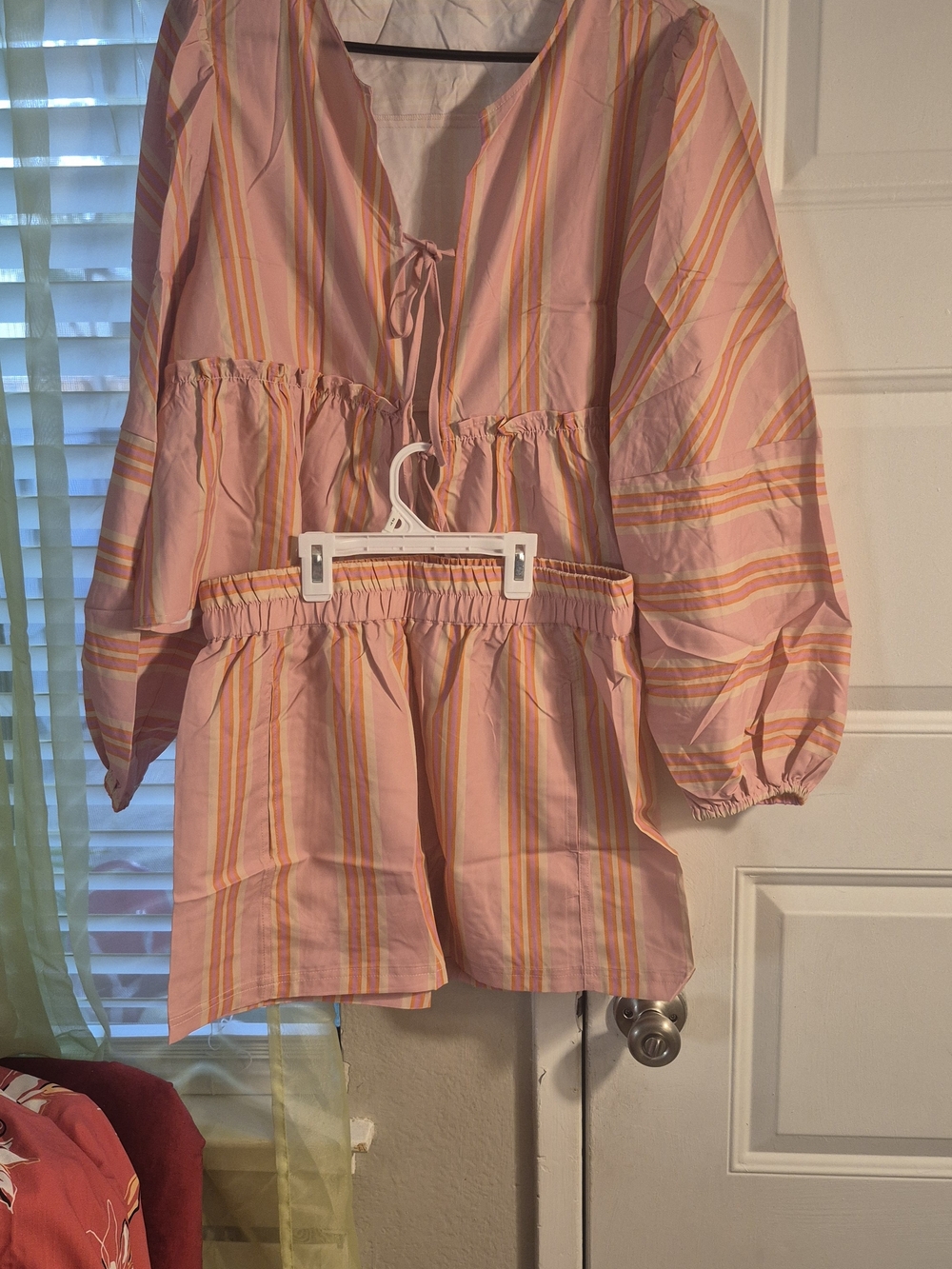 Women’s Casual Pink Striped Two-Piece Set